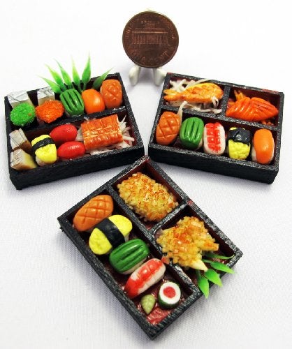 ThaiHonest Set 3 Handmade Miniature Sushi Bento 16 Scale Realistic Clay Japanese Food for Dollhouses Doll Accessories DIY Crafts Collectible Miniature Kitchen Decor - Image 5