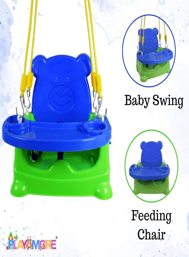 بلاي مور مقعد أرجوحة متعدد الأغراض للأطفال من بلايمور 6 في 1 - أرجوحة قابلة للتحويل، كرسي طعام، كرسي مرتفع، مقعد سيارة وأكثر - حزام أمان، صينية قابلة للإزالة - للأطفال الرضع والأطفال الصغار (أزرق وأخضر) - Image 3
