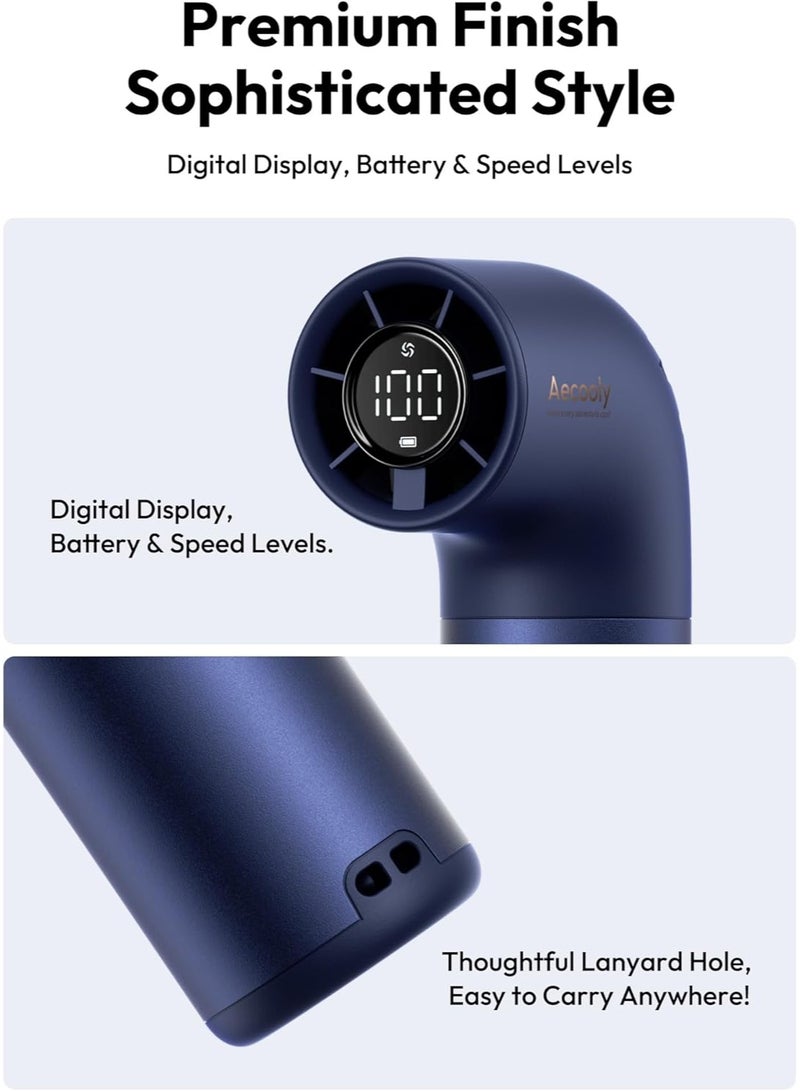 Aecooly Portable Handheld Fan, Powerful Turbo Mini Fan, 19000 RPM High Speed Aero Pro, 15H Max Cooling Time, 6 Speeds Aluminum Case,Rechargeable Personal Small Travel Essentials, Gifts for Women-Blue - Image 3