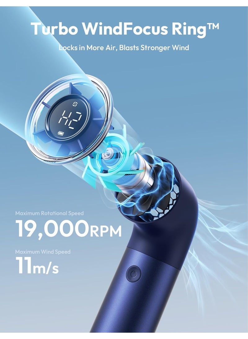 Aecooly Portable Handheld Fan, Powerful Turbo Mini Fan, 19000 RPM High Speed Aero Pro, 15H Max Cooling Time, 6 Speeds Aluminum Case,Rechargeable Personal Small Travel Essentials, Gifts for Women-Blue - Image 4