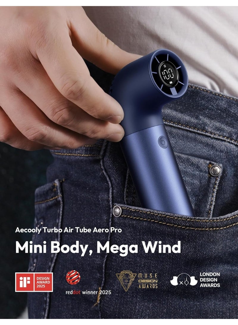 Aecooly Portable Handheld Fan, Powerful Turbo Mini Fan, 19000 RPM High Speed Aero Pro, 15H Max Cooling Time, 6 Speeds Aluminum Case,Rechargeable Personal Small Travel Essentials, Gifts for Women-Blue - Image 5