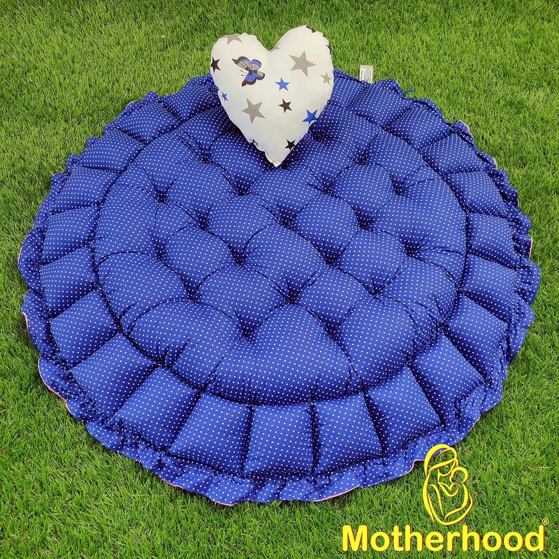 MOTHERHOOD MOTHERHOOD Round Baby Tub Bed 1 Pc HeartShaped Pillow Luxury Mattress Sleeper Bedding Set coSleeper Safe Cotton Fabric with RFilled UltraSoft Comfortable for Newborn to Toddlers Blue - Image 2