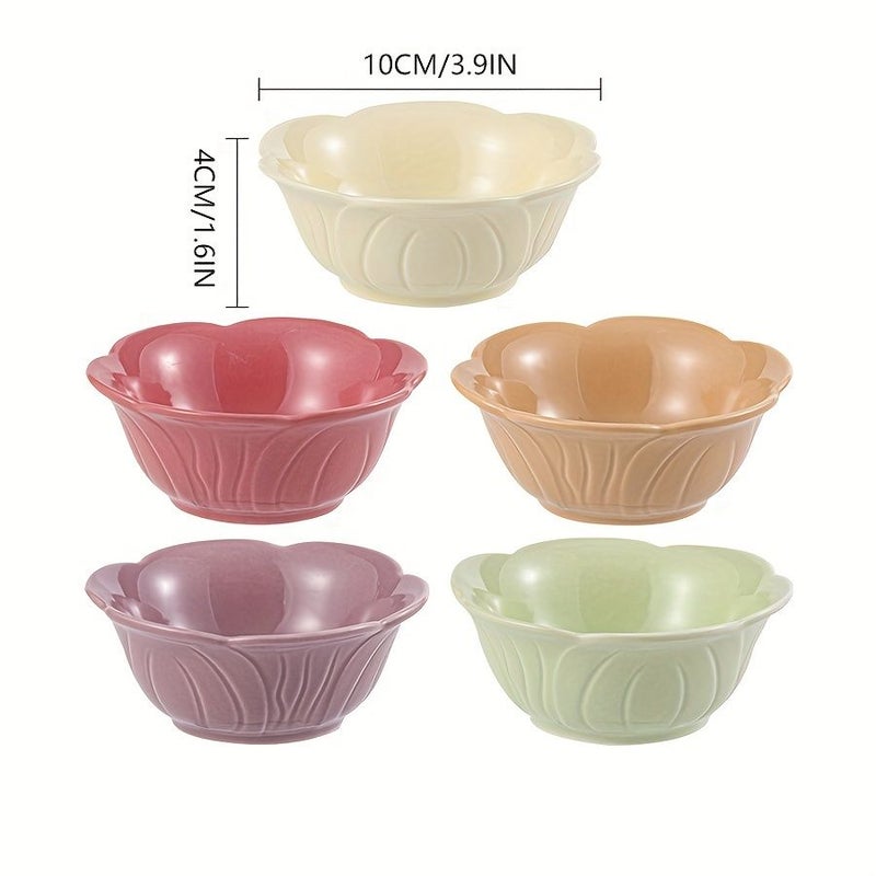 5 Pcs Ceramic Sauce Dish Set Colorful Floral Border Saucer For Snack Sauce Sushi Dessert Ketchup Home Kitchen Restaurant Decoration - Image 3