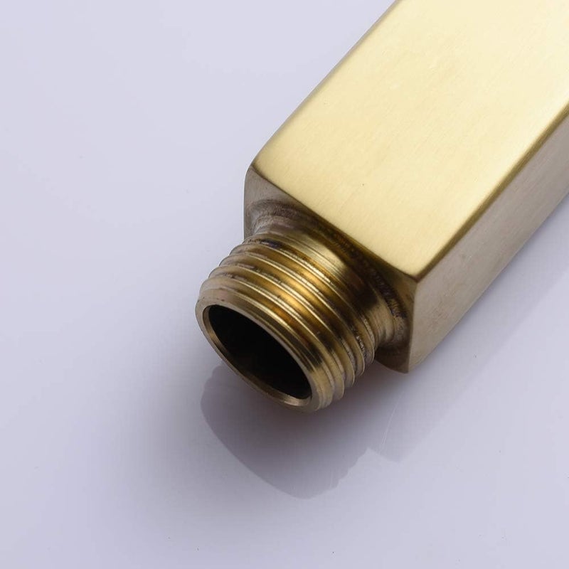 KATAIS Brushed Gold Shower Arm with Flange 4 inch Square Shower Head Extension Arm for Fixed Showerheads and Handheld Showerheads, - Image 3