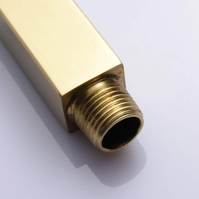 KATAIS Brushed Gold Shower Arm with Flange 4 inch Square Shower Head Extension Arm for Fixed Showerheads and Handheld Showerheads, - Image 4