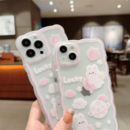 ZSYTZL Compatible with iPhone 11 Pro Case Clear Cute Cartoon Peach Rabbit Pattern with Cute Chain Design for Women Girls Kawaii Slim Soft TPU Case for iPhone 11 ProPeach Rabbit - Image 3