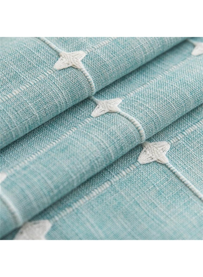 Bedside Table Tassel Cover Cloth, Tablecloth Cover Towel, Suitable for Bedside Table TV Microwave Washing Machine Refrigerator Dust Cover (Blue Bars, 15.7 * 35.4 inches) - Image 3