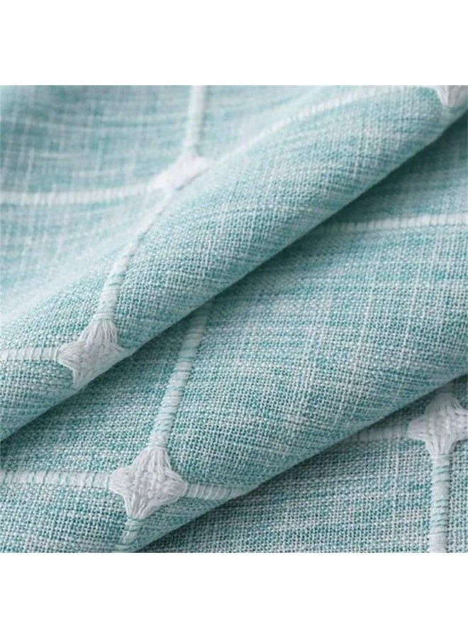 Bedside Table Tassel Cover Cloth, Tablecloth Cover Towel, Suitable for Bedside Table TV Microwave Washing Machine Refrigerator Dust Cover (Blue Bars, 15.7 * 35.4 inches) - Image 2
