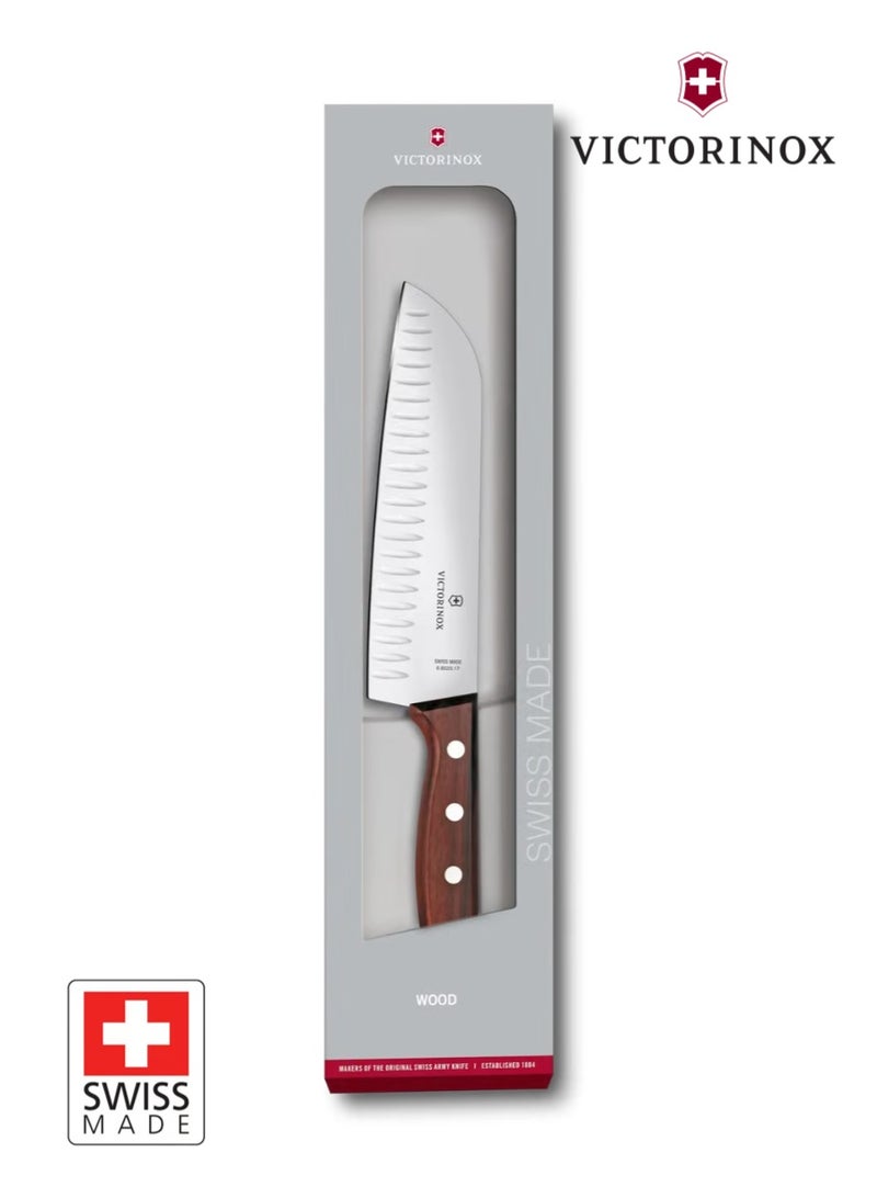Victorinox Wood Santoku Knife 17 cm Modified Maple Fluted Edge - Image 2