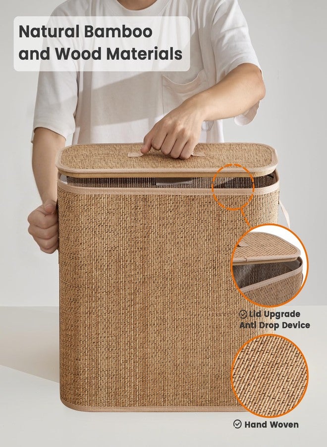 WAOHANAZ Bamboo Toilet Paper Storage Basket with Lid & Handle - 32L Large Capacity Handwoven Bathroom Organizer for 16 Rolls - Sturdy Stand Holder for Toilet Paper Organization, Carbon Brown - Image 5