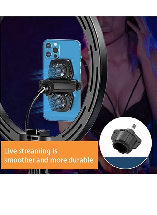 Mobile Phone Cooler Great Heat Dissipation Intelligent Energy Saving Dual Semiconductor RGB Cell Phone Cooling Fan Radiator for Xiaomi iPhone Cooler Heat Sink Game Cooling for Playing Games K4 (Black） - Image 4