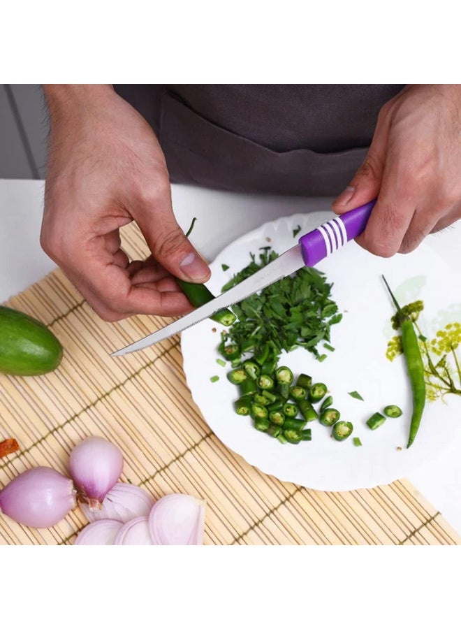 Biella Multicolor Kitchen Knife Set With Serrated Edge - Stainless Steel Multipurpose Table Knife For Fruits Cutting, Dining And Vegetable Chopping (Pack Of 2) - Image 4