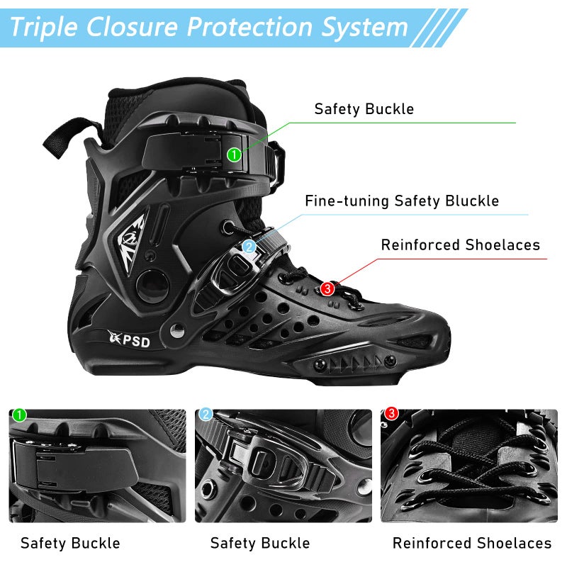 PASENDI Professional 4X80Mm Wheels Inline Skates,Outdoor Fitness Single Row Inline Skates for Adult Women Men, Black Adult Male.(US Men 5-6/Women 6-7/25CM,Black) - Image 2