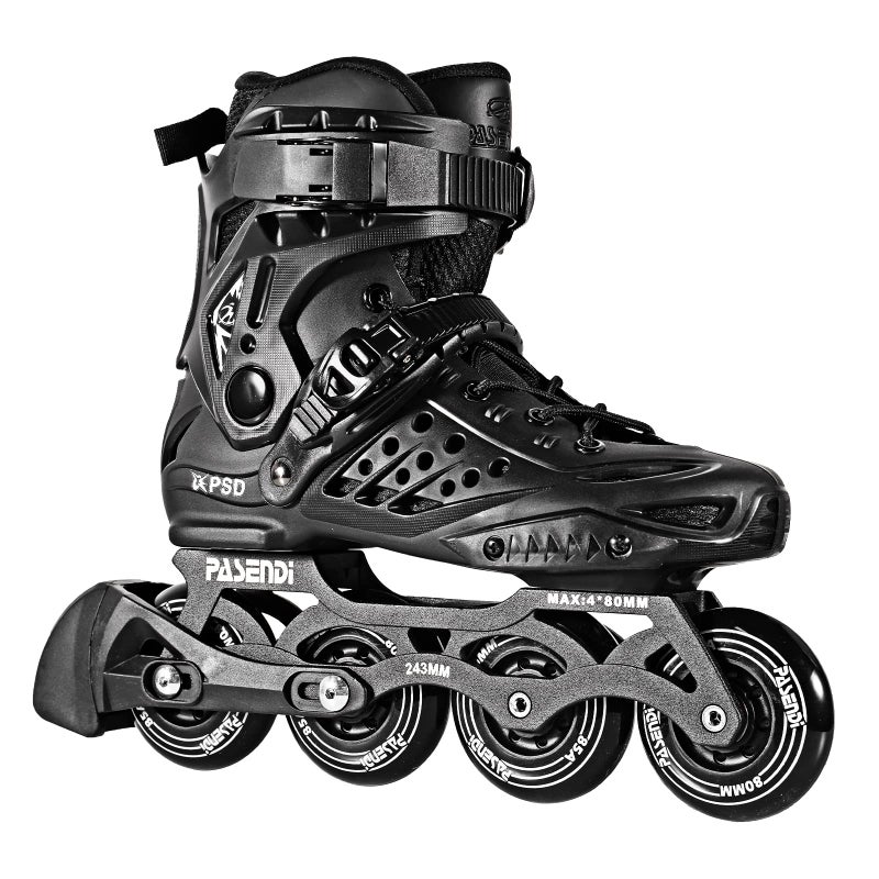 PASENDI Professional 4X80Mm Wheels Inline Skates,Outdoor Fitness Single Row Inline Skates for Adult Women Men, Black Adult Male.(US Men 5-6/Women 6-7/25CM,Black) - Image 1