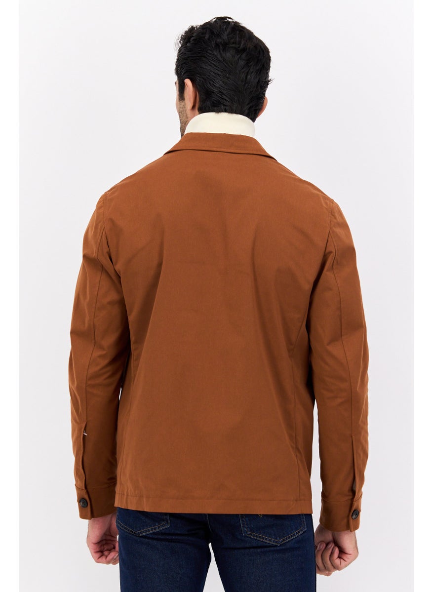 Men Spread Collar Long Sleeves Jacket Shirt, Brown - pzsku/Z64E98676015C4548FD88Z/45/_/1738161543/6c68e14c-4bde-48ea-92d2-9a5e0f6c38de