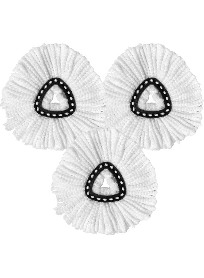 Zalcoon Spin Mop Heads Replacement Compatible with Vileda Easy Wring/O cedar, Spin Mop Head Replacement for Floor Cleaning, Triangle Shape (Pack of 3) (White)