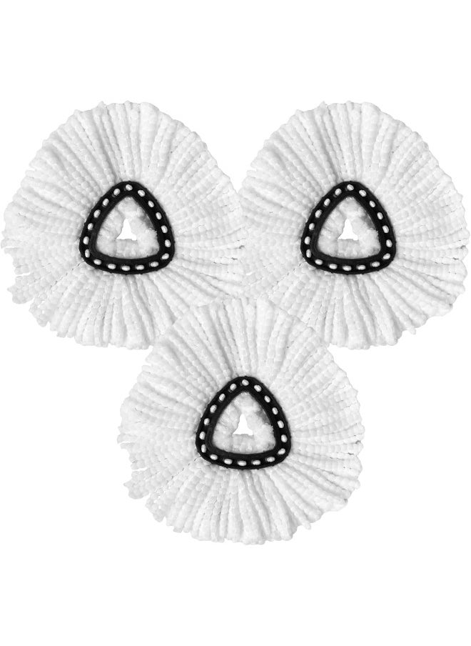 Zalcoon Spin Mop Heads Replacement Compatible with Vileda Easy Wring/O cedar, Spin Mop Head Replacement for Floor Cleaning, Triangle Shape (Pack of 3) (White)  - Image 1