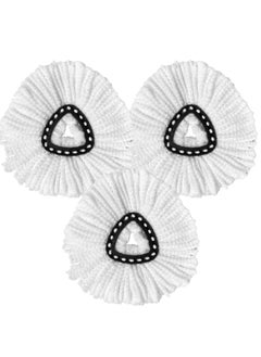 Spin Mop Heads Replacement Compatible with Vileda Easy Wring / O cedar, Spin Mop Head Replacement for Floor Cleaning, Triangle Shape (Pack of 3) (White)