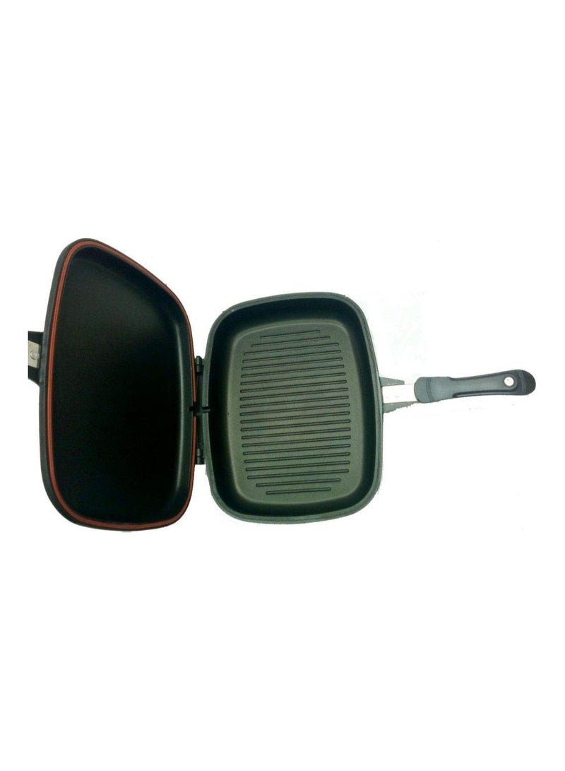 BLOOMING TIME Two Sided Double Grill Non stick Pan Black Red 36x15x8cm - Image 3
