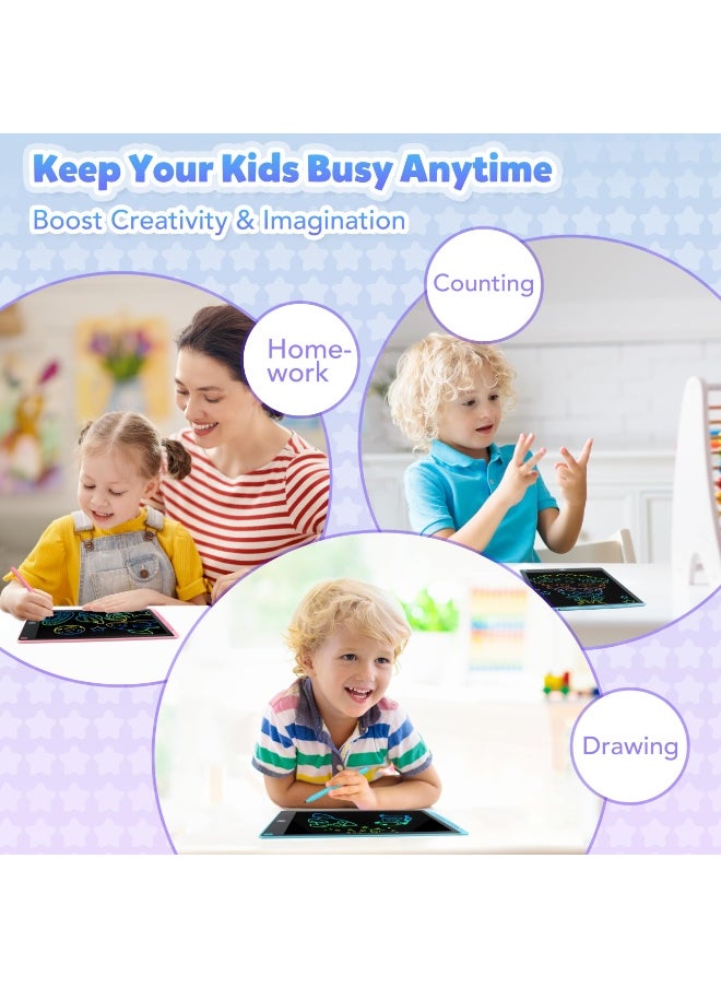 LAMIJOY 4 Pcs 12 Inch LCD Writing Tablet Set for Kids - Preschool Drawing Tablet Toys & Toddler Travel Essential Toys, Electronic Drawing Pad and Doodle Board as Educational Birthday Gifts for Girls and Boys  - Image 2