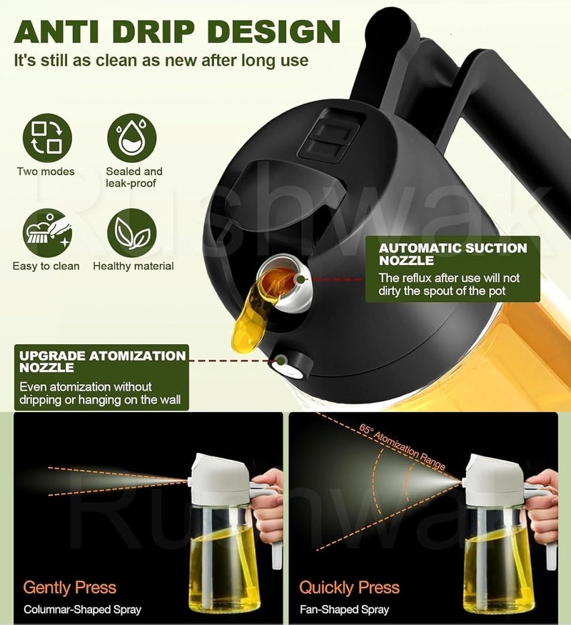 Rushwak Oil Sprayer Bottle for Cooking & Oil Dispenser 2 in 1 Premium Glass Oil Spray Bottle Food Grade Oil Bottle for Kitchen Oil Container with Nozzle Oil Sprayer for Air Fryer Salad BBQ Roast 500ML - Image 4