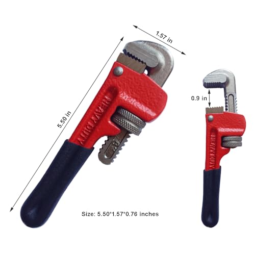 PANSHIYON 6 Inch Small Pipe Wrench, Straight Adjustable Mini Pipe Wrench Heavy Duty for Tight Spaces - Image 2