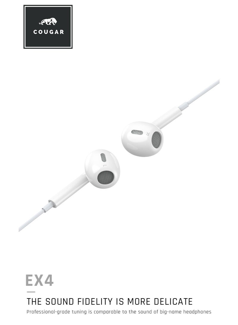 Cougar USB-C Wired Earphones with Microphone, In-Line Remote and Volume Control, Stereo Type-C Earbuds for Compatible Smartphones, Tablets and Laptops, White - Image 2