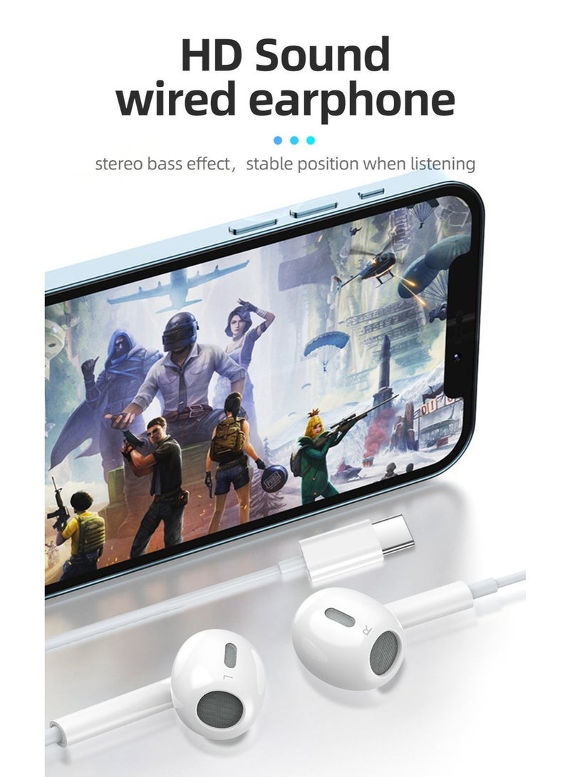 Cougar USB-C Wired Earphones with Microphone, In-Line Remote and Volume Control, Stereo Type-C Earbuds for Compatible Smartphones, Tablets and Laptops, White - Image 4