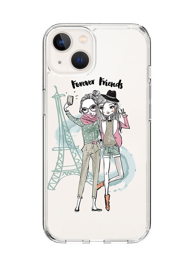 Stylizedd Classic Clear Case for Apple iPhone 14 Hybrid Soft Case Flexible Edges Anti Drop TPU PC Gel Thin Transparent Cover [ Designed for Apple iPhone 14 ] - Forever Friends  - Image 1