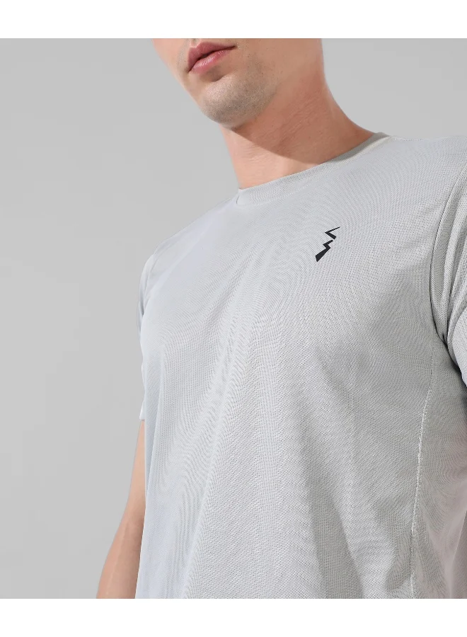 Campus Sutra Men's Solid Grey Regular Fit Activewear T-Shirt