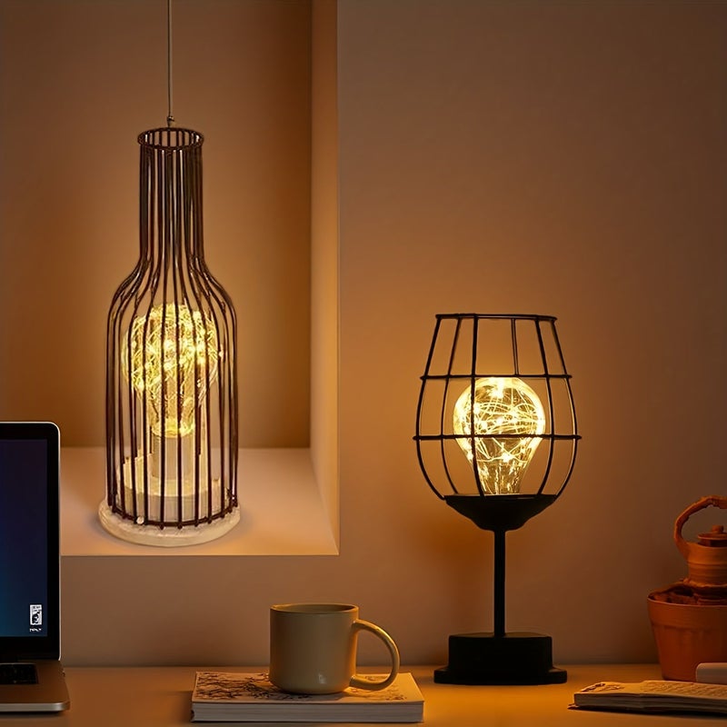 Cup Art Lamp and Wine Bottle Decorative Light Black Wine Bottle Style Vintage Holiday Led Lighting Powered By 3 AA Batteries Batteries Not Included Suitable For Wedding Party Christmas Easter Eid Birthday Gift - Image 4