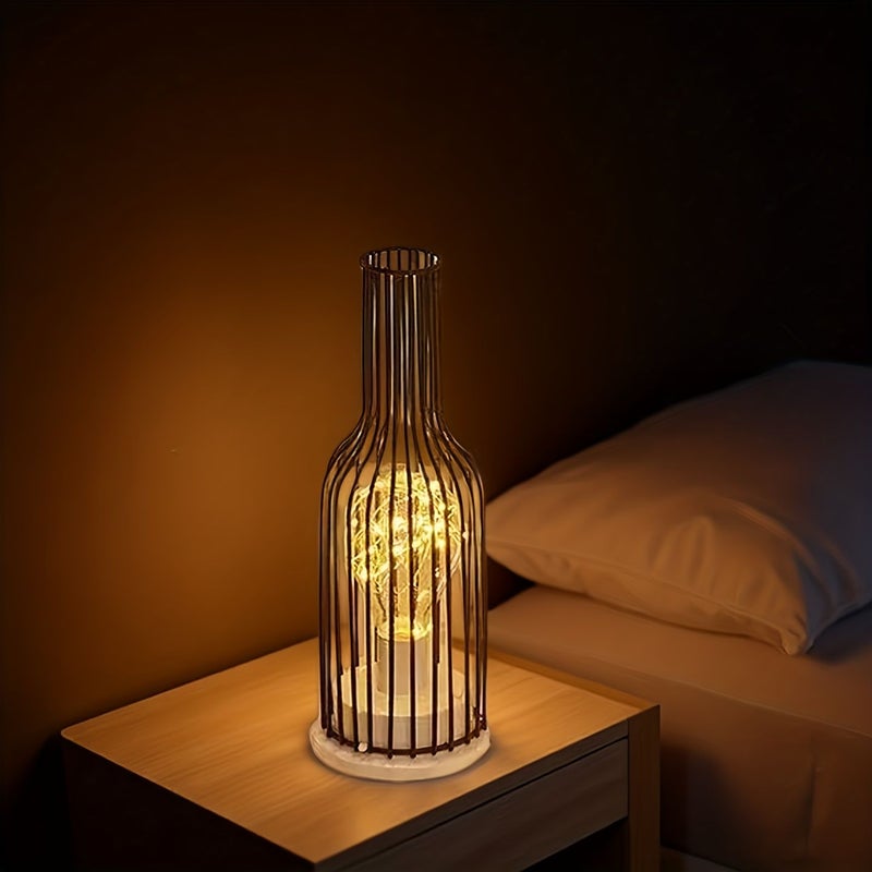 Cup Art Lamp and Wine Bottle Decorative Light Black Wine Bottle Style Vintage Holiday Led Lighting Powered By 3 AA Batteries Batteries Not Included Suitable For Wedding Party Christmas Easter Eid Birthday Gift - Image 5