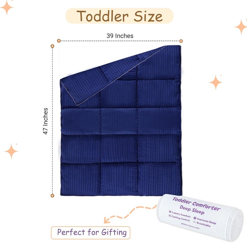 ZPECC Toddler Down Alternative Comforter, 39x47 Hypoallergenic Baby Blanket Quilt, Soft Breathable Lightweight All Season Kids Duvet Insert for Crib Stroller Cot Daycare, Blue Stripe - Image 2