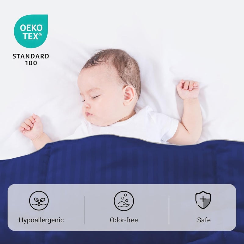 ZPECC Toddler Down Alternative Comforter, 39x47 Hypoallergenic Baby Blanket Quilt, Soft Breathable Lightweight All Season Kids Duvet Insert for Crib Stroller Cot Daycare, Blue Stripe - Image 4
