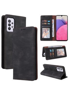 Case Cover For Samsung Galaxy A33 5G Simple Suction Closure Leather Phone Case Black