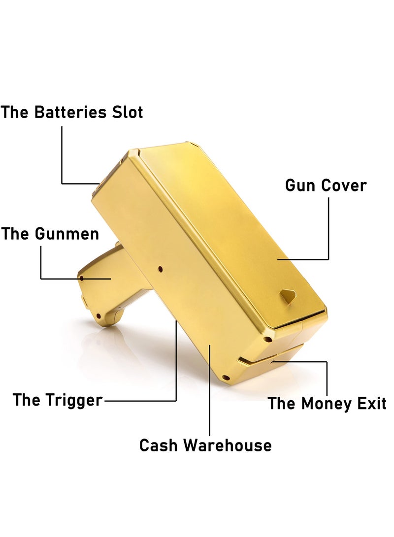 KASTWAVE Golden Money Shooter, Make it Rain/Spray Money Gun Paper Playing Toy, Super Money Gun Make it Rain Toy Gun, Handheld Spray Cash Gun for Game Movies Party Supplies - Image 3