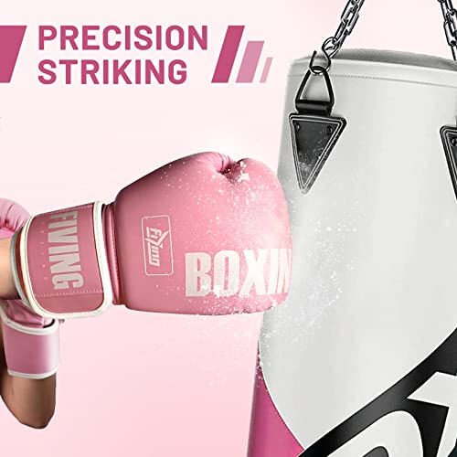 FIVING Pro Style Boxing Gloves for Women, PU Leather, Training Muay Thai,Sparring,Fighting Kickboxing,Adult Heavy Punching Bag Gloves Mitts Focus Pad Workout for Ladies (New Pink, 8oz) - Image 5