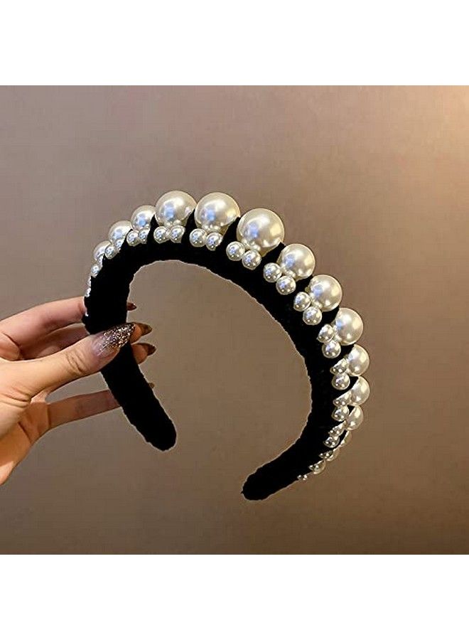Wiwpar Headbands For Women Pearl Head Bands Hair Accessories No Slip Fashion Cute Headband For Women Black - Image 3