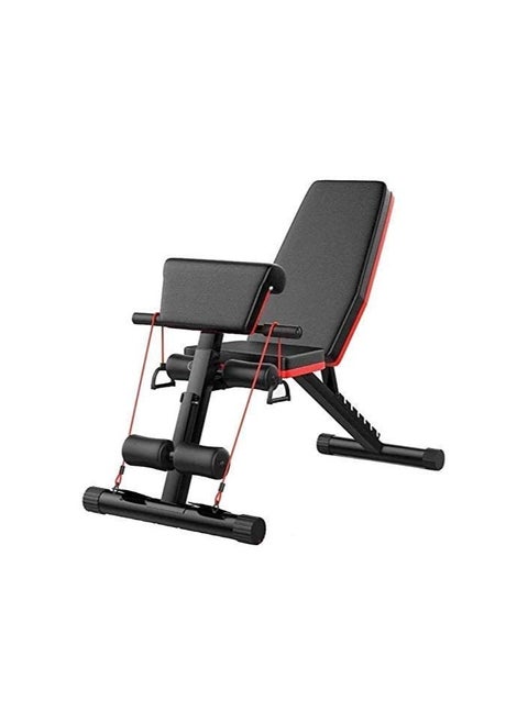 KUYING adjustable folding weight bench, folding incline down exercise bench 250KG sit-up bench with resistance band, multi-functional bench for full body exercise home fitness equipment for full body exercise, 3 seconds folding, suitable for exercise, incline, flat, sit-up