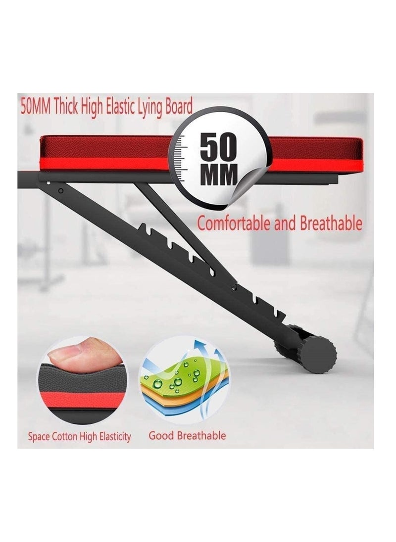 Generic - KUYING adjustable folding weight bench, folding incline down exercise bench 250KG sit-up bench with resistance band, multi-functional bench for full body exercise home fitness equipment for full body exercise, 3 seconds folding, suitable for exercise, incline, flat, sit-up - Image 1