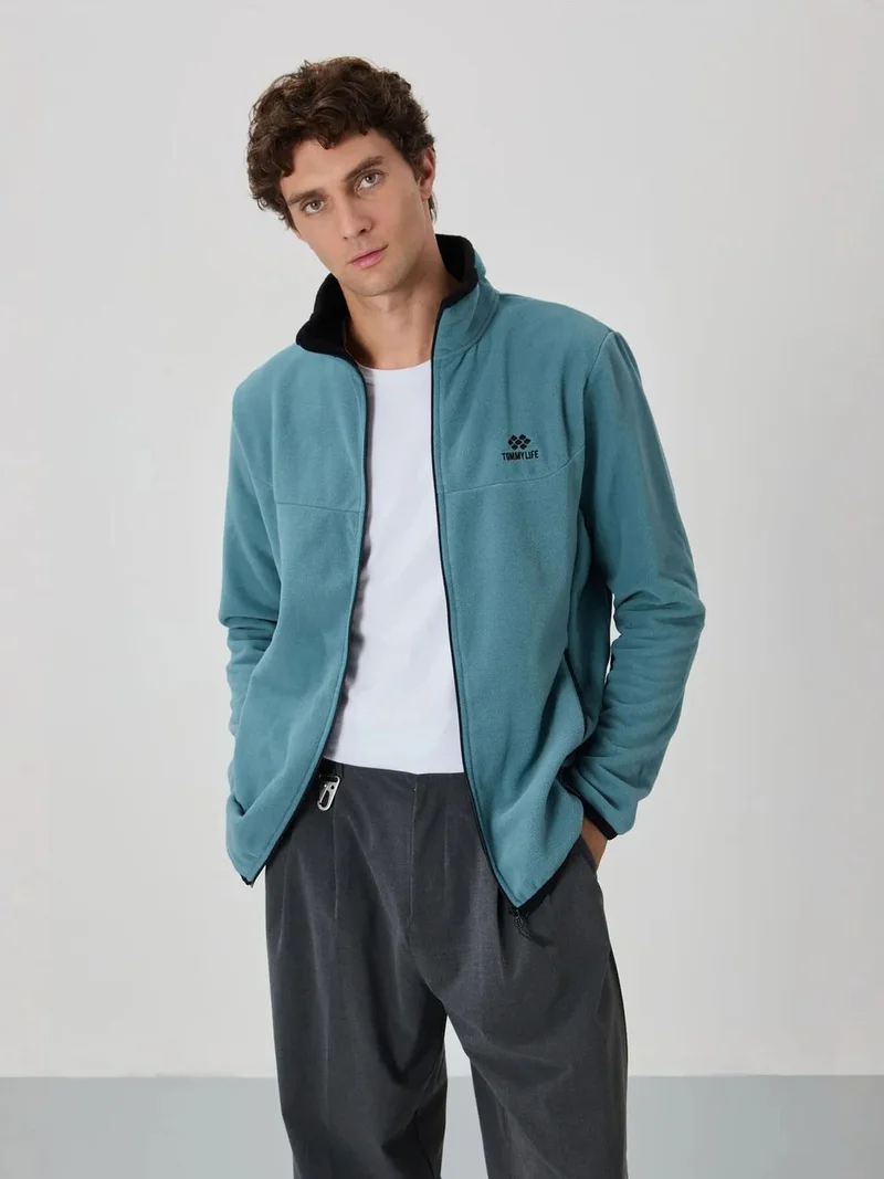 TOMMYLIFE TOMMY Men's Plush Zip-Front Sweatshirt