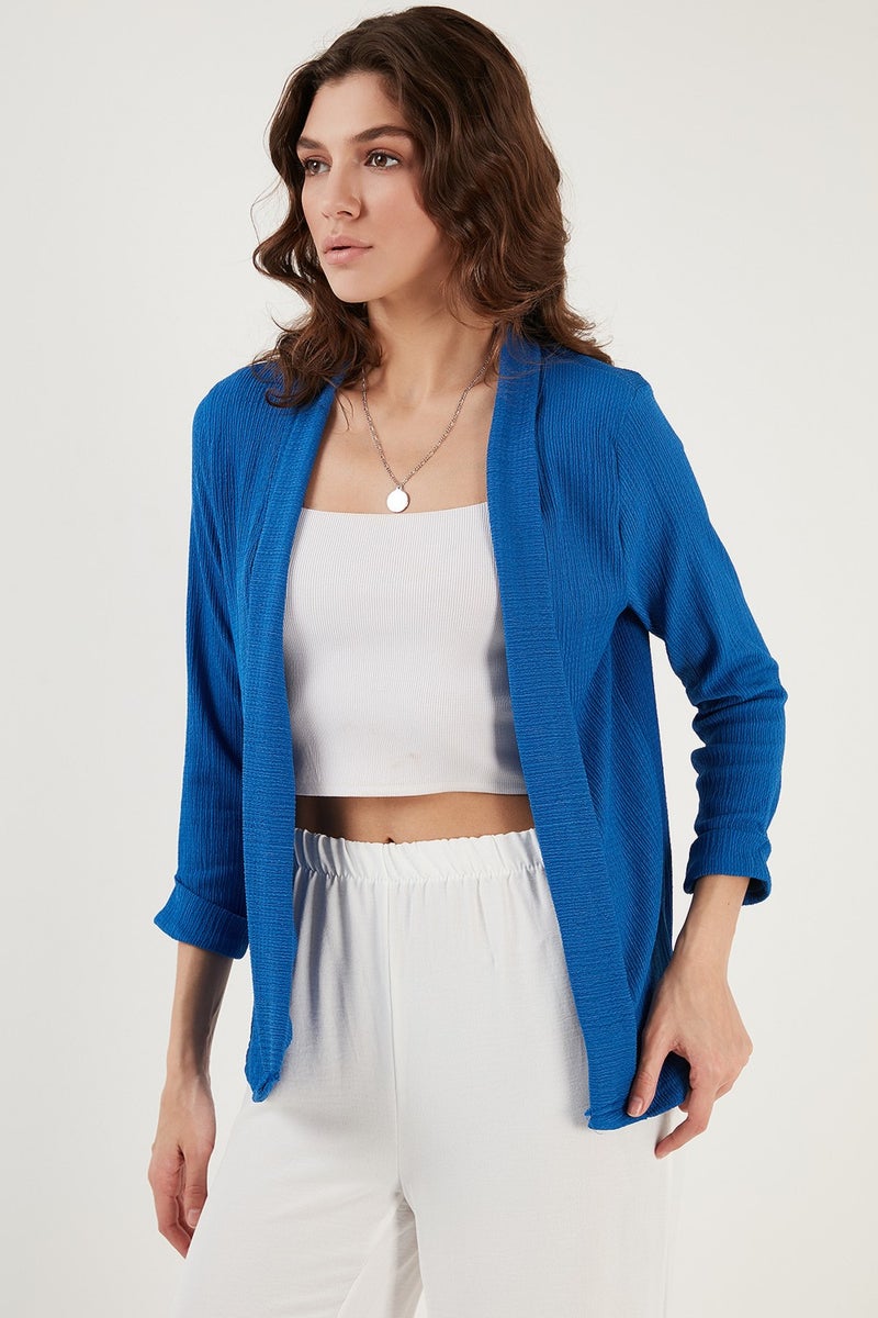 Lela Collar and Sleeve Folded Seersucker Kimono Cardigan Women's Cardigan 5869014 - Image 5