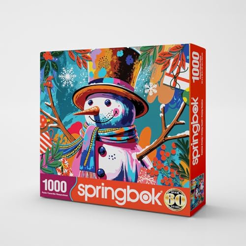 Springbok Festive Frosty 1000 Piece Jigsaw Puzzle for Adults Colorful Christmas Snowman Unique Cut Pieces Made in USA - Image 5