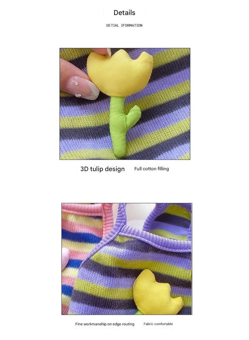 A.M Dog Supplies Dog Clothing Pure Cotton Dog Clothes Keep Your Furry Friend Cool and Comfortable in Hot Weather Adorable  Tulip Design 3D Stylish Thin Breathable Dog Supplies - Image 3