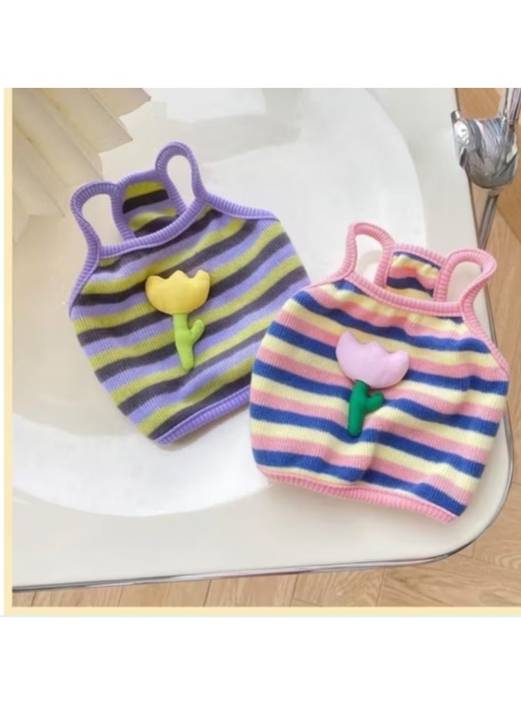 A.M Dog Supplies Dog Clothing Pure Cotton Dog Clothes Keep Your Furry Friend Cool and Comfortable in Hot Weather Adorable  Tulip Design 3D Stylish Thin Breathable Dog Supplies - Image 5