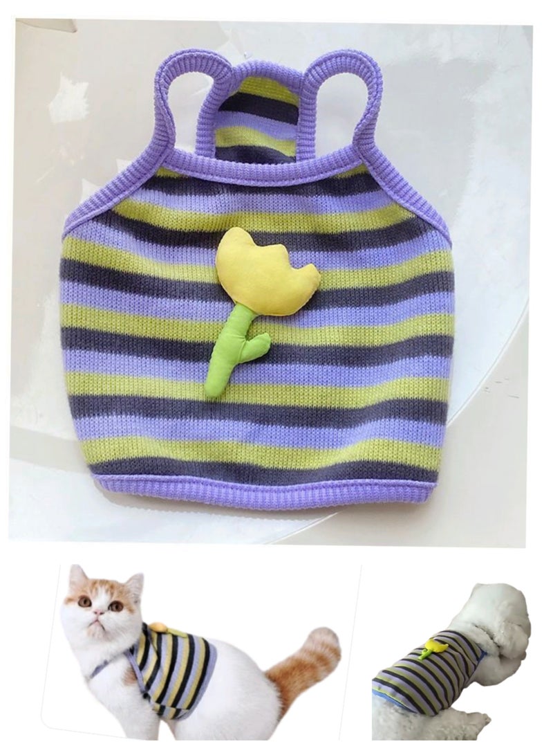 A.M Dog Supplies Dog Clothing Pure Cotton Dog Clothes Keep Your Furry Friend Cool and Comfortable in Hot Weather Adorable  Tulip Design 3D Stylish Thin Breathable Dog Supplies - Image 1