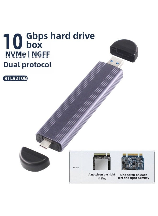 M.2 Solid State Hard Disk Box NVME/NGFFtype-c3.1 Dual Protocol SSD Mobile Hard Disk Box NVME-10GB-Color:M12-in-line 9210B Dual Protocol Gray