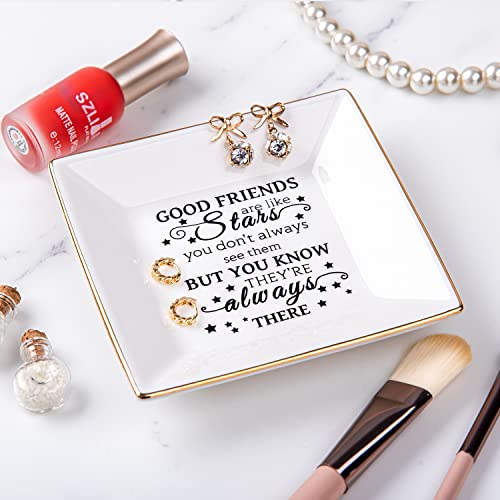 Kaidouma Friend Gifts for Women - Ceramic Ring Trinket Dish Jewelry Tray - Birthday for Her Best Friends Female - Friendship Gifts for Women Friends - Good Friends are Like Stars Gift - Image 3