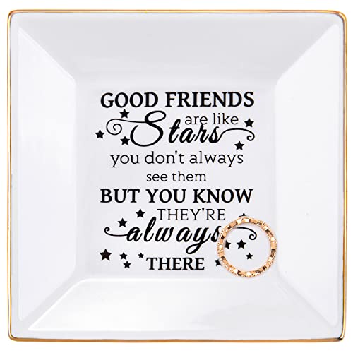 Kaidouma Friend Gifts for Women - Ceramic Ring Trinket Dish Jewelry Tray - Birthday for Her Best Friends Female - Friendship Gifts for Women Friends - Good Friends are Like Stars Gift - Image 1