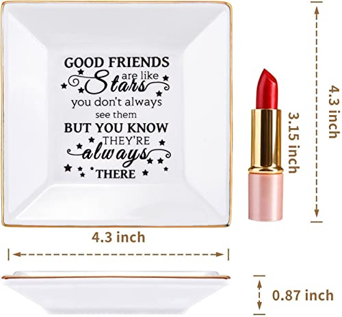 Kaidouma Friend Gifts for Women - Ceramic Ring Trinket Dish Jewelry Tray - Birthday for Her Best Friends Female - Friendship Gifts for Women Friends - Good Friends are Like Stars Gift - Image 5
